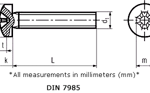 Stainless Steel Pan phillips head screws DIN 7985