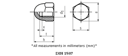 Stainless Steel Dome Nuts Cap Nuts Acorn Nuts DIN 1587