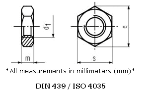 Stainless Steel Hexagonal Thin Nuts DIN 439/ ISO 4035