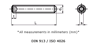 Stainless Steel Socket Set Screws Flat Point DIn 913